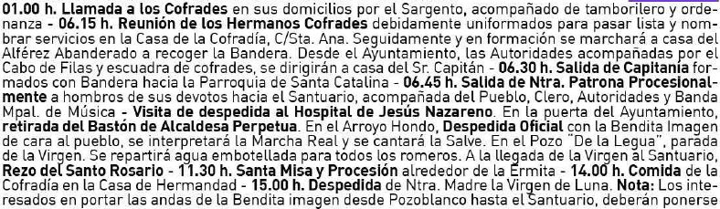 Romería de llevada de la Virgen de Luna a su Santuario. Pozoblanco @ Pozoblanco